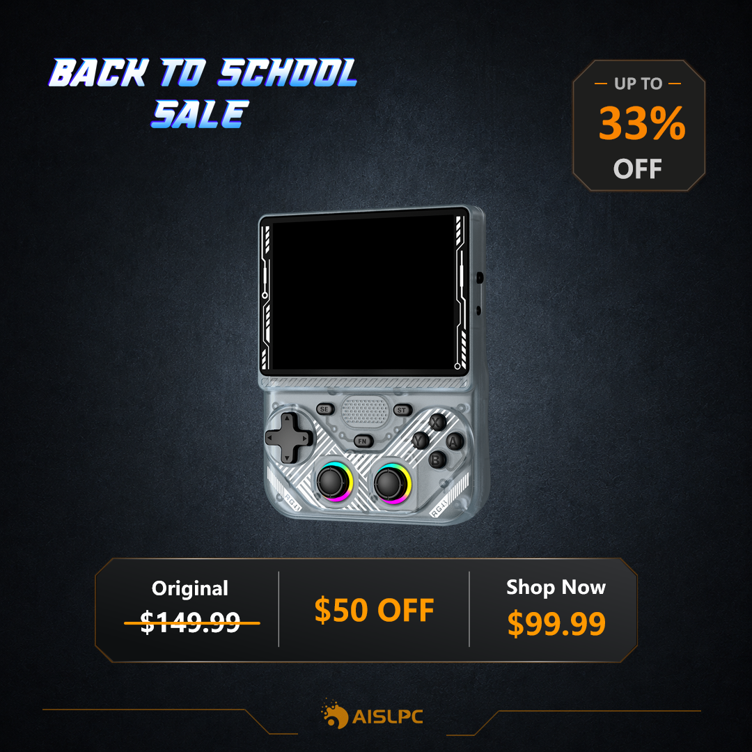 Плакат распродажи Back to School с серебристой RG43V PRO: скидка 33% и 50 $, исходная цена 149,99 $, цена по акции 99,99 $.
