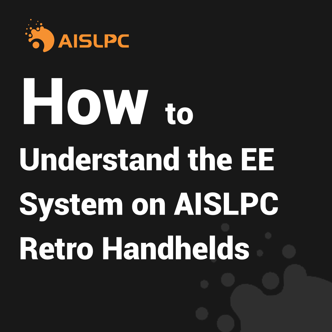 Обложка блога AISLPC «How to Understand the EE System on AISLPC Retro Handhelds» с логотипом AISLPC на тёмном фоне.