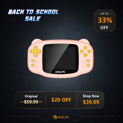 Плакат распродажи Back to School с розовой K32B: скидка 33% и 20 $, исходная цена 59,99 $, цена по акции 39,99 $.