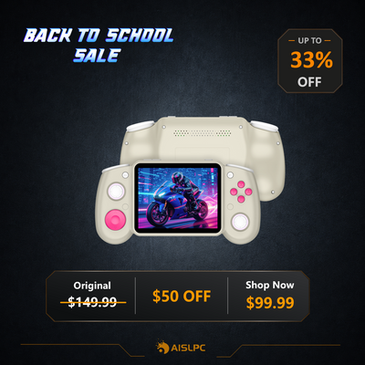 Плакат распродажи Back to School с кремово-розовой RG43H PRO: скидка 33% и 50 $, исходная цена 149,99 $, цена по акции 99,99 $.